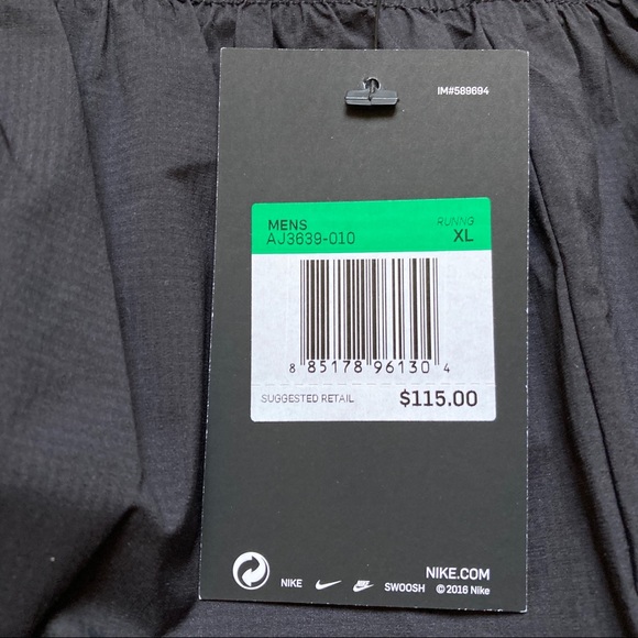 Nike Dri-Fit Black Men's Woven Runninng Reflective Pants AJ3639-010 - Picture 9 of 10